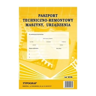 Druk offsetowy paszport techniczno-remontowy maszyny/urządzenia A4/10 kartek TYPOGRAF /02185/ - Druki akcydensowe - miniaturka - grafika 1