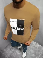 Bluzy męskie - BLUZA MĘSKA CREWNECK BEŻOWA OZONEE B/21402023Z - Ozonee - miniaturka - grafika 1