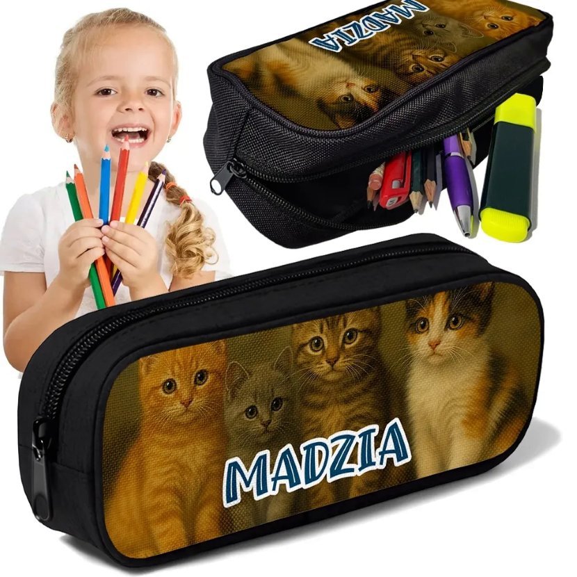 Piórnik TUBA z imieniem Kotki Koty Kociarze Personalizowany Szkolny Prezent