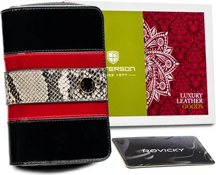 Pionowy skórzany portfel z wężowym wzorem - Peterson - Portfele - miniaturka - grafika 1