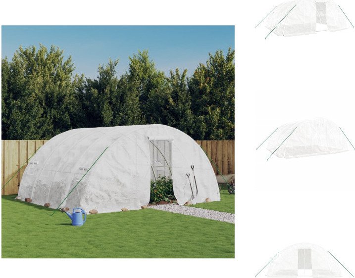 vidaXL Szklarnia z ramą stalową biała 20 m² 5x4x2,3 m - Szklarnie