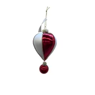 Bombki - Bombka szklana balon z zawieszką 13 cm biało-czerwony - miniaturka - grafika 1
