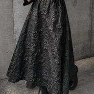 Spódnice - TEMU Elegancka sukienka damska z rozciągliwą talią i jednokolorową spódnicą z jacquardu. - miniaturka - grafika 1