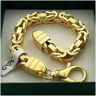 Bransolety męskie - POTĘŻNA MĘSKA BRANSOLETA SPLOT KRÓLEWSKI 23 cm 8 mm SREBRO POZŁACANE + PŁYN - miniaturka - grafika 1