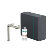 Baterie kuchenne - Hansgrohe Aqittura M91 SodaSystem 240 Bateria kuchenna wysoka z filtrem stal szlachetna Finish 76837800 - miniaturka - grafika 1