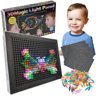 Układanki dla dzieci - UKŁADANKA GUZIKOWA ŚWIECĄCA 3D TABLICA MOZAIKA EDUKACYJNA PUZZLE - miniaturka - grafika 1