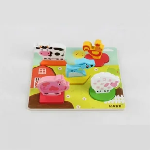 Edukacyjne drewniane puzzle farma klocki 0055 - Klocki - miniaturka - grafika 4
