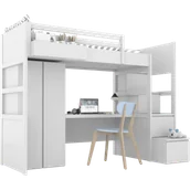 Łóżka dla dzieci i młodzieży - Łóżko na antresoli z szafą, biurkiem i schodami SIMONE S3S - miniaturka - grafika 1