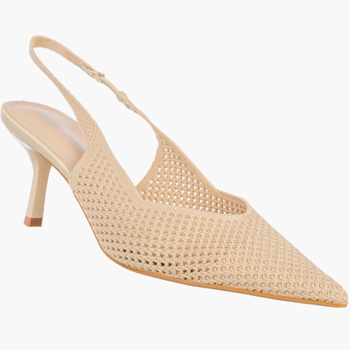 Szpilki Damskie Slingback Ażurowe Czółenka Eleganckie Na Szpilce Beżowe 40