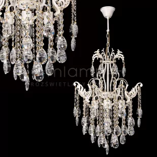 VEN Żyrandol LAMPA wisząca VEN E 1305/4 szklana OPRAWA glamour ZWIS z kryształami crystal biały przezroczysty - Lampy sufitowe - miniaturka - grafika 1