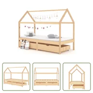 Łóżka dla dzieci i młodzieży - The Living Store Łóżko dziecięce z szufladami z litego drewna sosnowego 90x200 cm - miniaturka - grafika 1