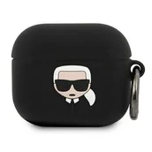 Akcesoria do słuchawek - Apple Karl Lagerfeld Etui Karl Lagerfeld KLACA3SILKHBK AirPods 3 cover czarny/black Silicone Ikonik KLD580BLK - miniaturka - grafika 1