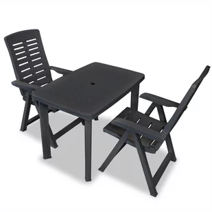 vidaXL 3 częściowy zestaw mebli bistro plastik antracytowy 275083 - Meble ogrodowe - miniaturka - grafika 1