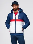 Kurtki męskie - Kolorowa sportowa męska kurtka w stylu retro niebiesko-biała V1 OM-JALP-0296 S - miniaturka - grafika 1