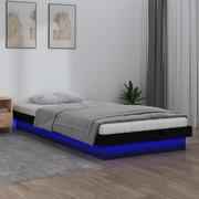 Łóżka - Lumarko Rama łóżka z LED, czarna, 90x190 cm, pojedyncza, lite drewno - miniaturka - grafika 1
