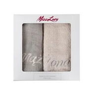 Ręczniki - Ręczniki Miss Lucy zestaw 2 sztuki Mąż Żona 70 x 140 cm ciemnobeżowy + jasnobeżowy - miniaturka - grafika 1