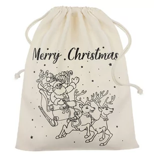 ŚWIĄTECZNY WOREK PREZENTOWY POD CHOINKE NA GWIAZDKĘ MIKOŁAJKI ŚWIĘTA SANIE - Ozdoby bożonarodzeniowe - miniaturka - grafika 1