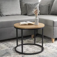 Ławy i stoliki kawowe - Stolik Kawowy LELLA 53 cm Dąb Złoty Nowoczesny Loft - miniaturka - grafika 1