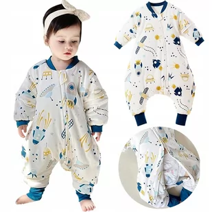 PIŻAMA DLA DZIECI PAJACYK DO SPANIA SWADDLE UP ŚPIWOREK ROZPINANY BAWEŁNA 80 - Śpiworki dla dzieci - miniaturka - grafika 1