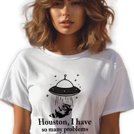 Zestawy upominkowe - BIAŁA KOSZULKA DAMSKA Krótki Rękaw I HAVE PROBLEMS Zabawne Wzory Rozmiar M - miniaturka - grafika 1