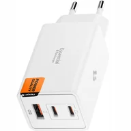 Ładowarki do telefonów - Spigen Ładowarka sieciowa ArcStation Essential EE673EU GaN, USB-A / USB-C 67W, biała - miniaturka - grafika 1