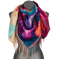 Apaszki i szaliki damskie - Chusta damska przejściowa KWIATEK na prezent z frędzlami RCC15-1 wielokolorowy - miniaturka - grafika 1