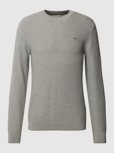 Sweter z dzianiny z wyhaftowanym logo - Swetry męskie - miniaturka - grafika 1