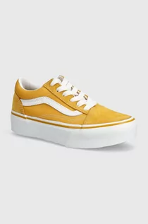 Buty dla dziewczynek - Vans tenisówki dziecięce UY Old Skool Platform kolor żółty - grafika 1