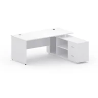 Zestawy mebli biurowych - B2B Partner Stół z szafką MIRELLI A+ 1600 x 1600 x 750 mm, biały 437527 - miniaturka - grafika 1