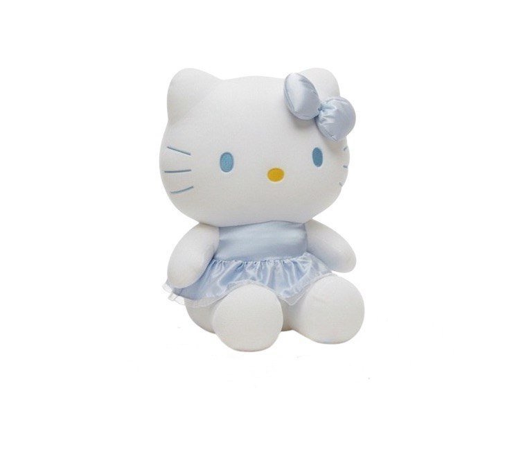 DUŻA MASKOTKA KOTKA 50 CM – NIEBIESKA SUKIENKA I KOKARDA PRZYTULANKA