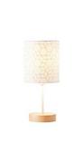 Lampy stojące - Brilliant Lampa stołowa Galance, biała z drewnianą stopą - miniaturka - grafika 1