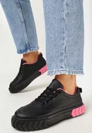 Sneakersy damskie - Czarne Sneakersy na Platformie z Łańcuszkiem Jaolisa - miniaturka - grafika 1