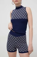 Spodenki damskie - Guess szorty damskie kolor granatowy wzorzyste high waist - miniaturka - grafika 1