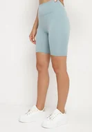 Spodenki damskie - Miętowe Kolarki Szorty z Wysokim Stanem i Szeroką Gumką w Pasie Nansileene - miniaturka - grafika 1