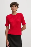 Swetry damskie - Tommy Hilfiger sweter bawełniany kolor czerwony lekki WW0WW41787 - miniaturka - grafika 1