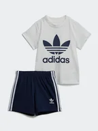 Komplety dla niemowląt - adidas Komplet t-shirt i szorty sportowe Trefoil Shorts Tee Set IB8638 Niebieski Regular Fit - miniaturka - grafika 1