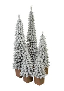 Choinka Sztuczna Świerk Zakopiański SLIM Ośnieżony w kwadratowej donicy 120 cm  X-CHOINKA - Choinki - miniaturka - grafika 1