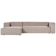 Narożniki - BELIANI Narożnik prawostronny 3-osobowy beżowoszary welurowy sofa narożna minimalistyczny styl - miniaturka - grafika 1