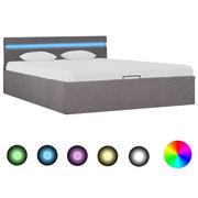Łóżka - vidaXL Rama łóżka z podnośnikiem i LED, taupe, tkanina, 140 x 200 cm - miniaturka - grafika 1