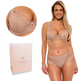 Biustonosz z koronką GAIA Semi-Soft Elin 1263 półusztywniany mokka  95B - Biustonosze - miniaturka - grafika 1