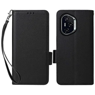 For Honor 400 Etui Portfel Klapka Litchi Tekstura Skórzany Pokrowiec Na Telefon - Wielobarwny Black - Portfele - miniaturka - grafika 1