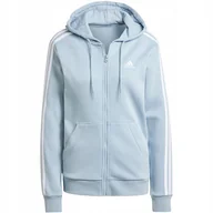 Bluzy damskie - Bluza damska adidas Essentials 3-Stripes Full-Zip Fleece błękitna IR6076 XL - miniaturka - grafika 1