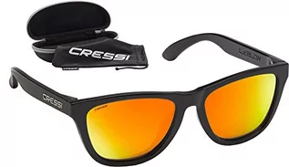Okulary przeciwsłoneczne - Cressi Unisex – okulary przeciwsłoneczne dla dorosłych Leblon Sunglasses sportowe okulary przeciwsłoneczne z twardym etui, czarne lustrzane soczewki pomarańczowe, jeden rozmiar - grafika 1