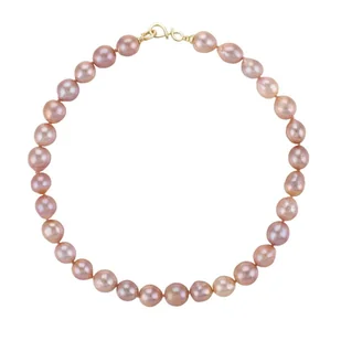 ENAYA NELLIE ROSE Naszyjnik duże perły barokowe różowe 12 mm owalne srebrne zapięcie - 38 cm - Naszyjniki - miniaturka - grafika 1