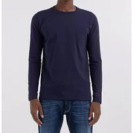 Koszulki męskie - Replay Męska koszulka z długim rękawem, krój regular slim fit, 088 Deep Blue, S - miniaturka - grafika 1