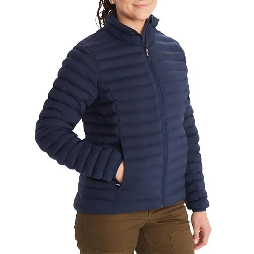 Marmot Kobiety Echo Featherless Jacket, Ciepła Kurtka Puchowa, Ocieplany Płaszcz Zimowy z Kapturem, Wodoodporna Pikowana Parka, Lekka Kurtka Outdoorowa, Wiatroszczelna, Arctic Navy, S