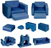 Krzesełka i taborety dla dzieci - Fotel modułowy dla dzieci DIY 8 miękkich poduch składany - niebieski ECOTOYS EDUKAMP - miniaturka - grafika 1