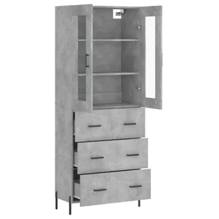 Witrynka, szarość betonu 69,5x34x180 cm materiał drewnopochodny Lumarko! - Witryny - miniaturka - grafika 5