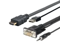 Adaptery i przejściówki - Vivolink PROHDMIMVGA1 adapter kablowy 1 m HDMI+VGA+USB+3.5mm HDMI+VGA (D-Sub) +USB+3.5mm Czarny - miniaturka - grafika 1