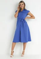 Sukienki - Niebieska Sukienka Koszulowa Phinitrite - miniaturka - grafika 1